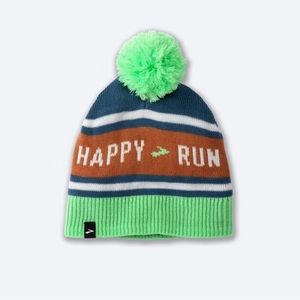 NWT Brooks Unisex HAPPY RUN Pom Beanie